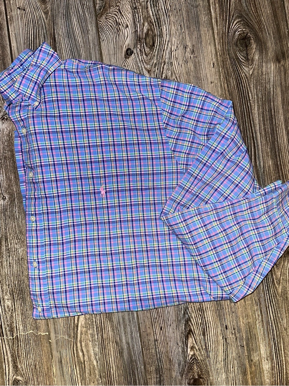 Ralph Lauren Men’s Blue & Pink Plaid Button-Down Shirt Classic Fit Sz 3XLT Tall